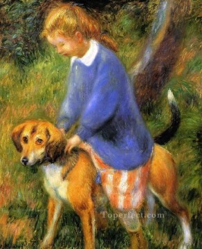 Pets and Children Painting - Lenna with dog pet kids